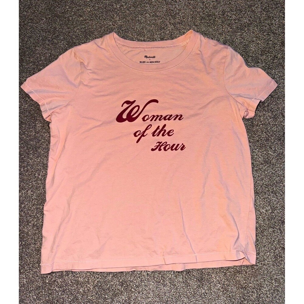 Madewell x Bliss Mischief Woman of the Hour Graphic Tee Womens S Pink Cotton